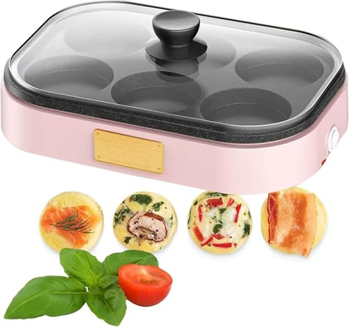 Padella Per Hamburger Di Uova Domestica, Padella Antiaderente Per Omelette, Potenza 900 W Rivestimento Antiaderente Anello Di Riscaldamento Con Visualizzazione Del Coperchio Facile Da Pulire Adatta B