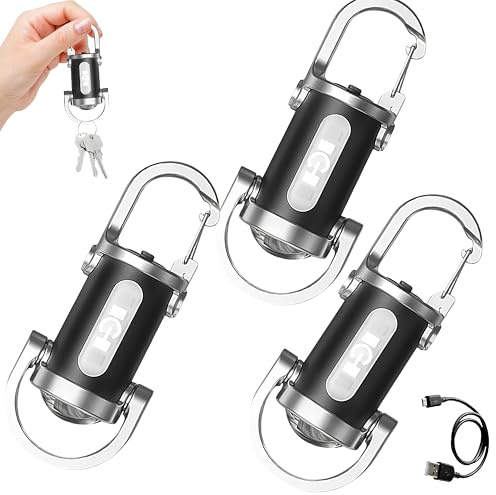 SHENYI 3pcs 500lm Bright Mini Keychain Flashlight,Waterproof Led Rechargeable Keychain Light,Portable Led Keyring Torch, Suitable for Camping,Hiking[Energy Class A]
