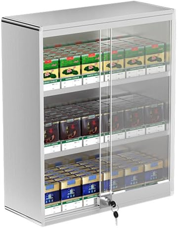 Genérico Vitrina de Cigarrillos montada en la Pared con Cerradura, Estante Flotante Comercial al por Menor del Estante de exhibición del Tabaco, Gabinete de Almacenamiento de colección de Cigarrillos