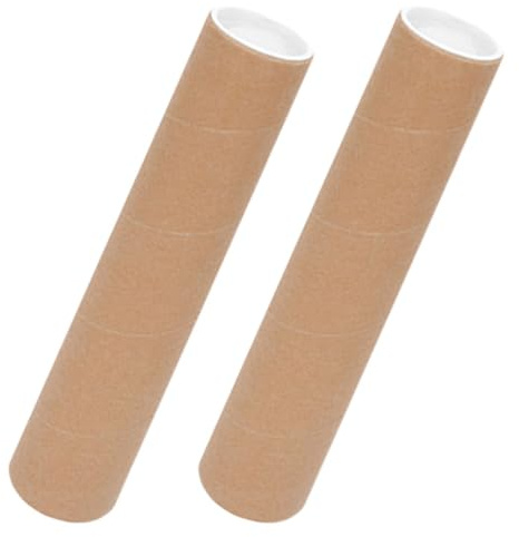 OSOLADY Tubos de Almacenamiento para Documentos y Pósteres, Tubo de Envío de Papel Resistente Tapas, Diámetro 5 Cm X 40 Cm, Paquete de 2 Unidades para Transporte y Almacenamiento Seguro