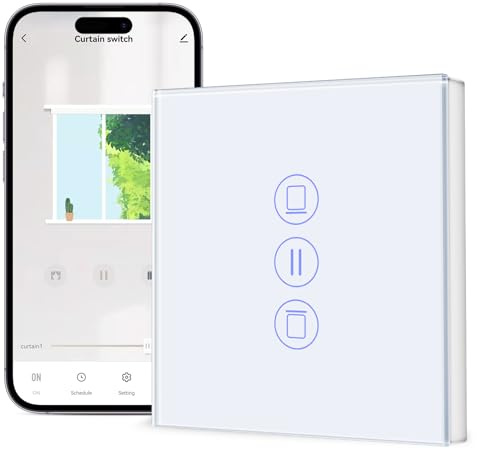 BSEED WLAN-rullgardinsbrytare Smart Home-rullgardinskontroll för gardiner, markiser 86 * 86 gardinbrytare kompatibel med Smart Life, Tuya APP, Alexa och Google Home vit 1 st