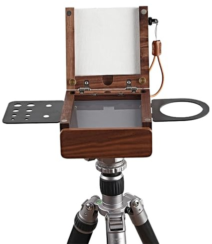Cavalletto pieghevole in legno con treppiede in alluminio e contenitore per artisti schizzi e pittura