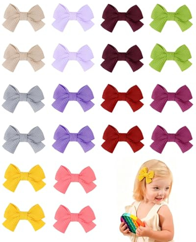 DAFNE 20 piezas Lazos Pelo Niña, Lazos de Coletas Pinza Accesorios para Cabello para Niños Pequeñas Niñas (2 Pulgadas / 5 cm - B)