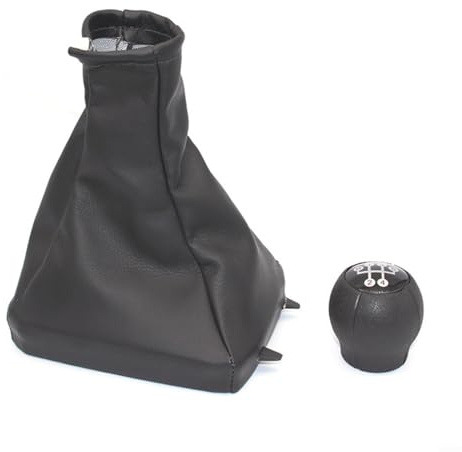 Chroavel 5-Gang Schalthebelknauf und Schaltsack aus Leder für Opel für Meriva A 2003-2010, für Opel Corsa C 2001-2004 für Tigra B 2004-2012 Schwarz ABS Kunststoff