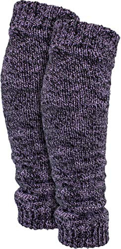 BRUBAKER 1 Paar Damen Stulpen - Lange Beinwärmer aus Baumwolle - Weiche Grobstrick Beinstulpen - One Size Knöchelwärmer - Warm und Bequem - Schwarz/Lila