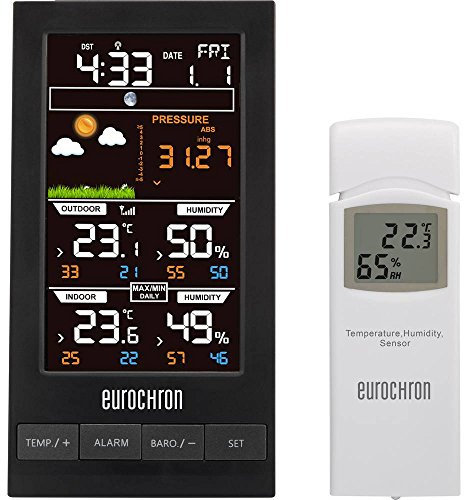 Eurochron EFWS S250 Funk-Wetterstation Vorhersage für 12 bis 24 Stunden Anzahl Sensoren max. 1