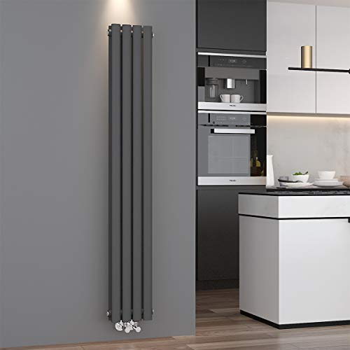 ELEGANT Design Heizkörper Röhren Paneelheizkörper 1600 x 236 mm Anthrazit Doppellagig Badheizkörper Mittelanschluss Vertikal Röhren Heizkörper