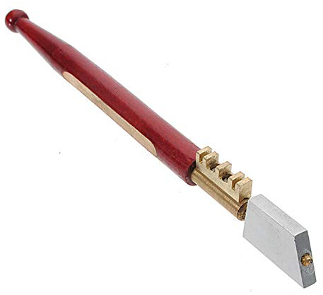 Glasschneidewerkzeug, Glasschneider Cutter Tool, Robuster Fliese Glasschneider zum Schneiden von Glas bis zu 3mm-8 mm Dicke – Messingschnapper – Hartholzgriff