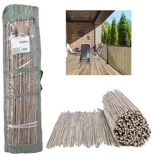 Suinga - BAMBUSMATTE Garten NATUR ganz 2 x 5 Meter. Sichtschutz 85%. Stangen aus natürlichem Bambus, die Festigkeit und Langlebigkeit bieten.
