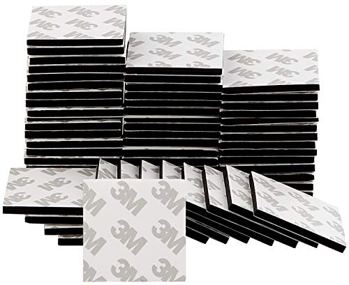 ASelected Heavy Duty Double Sided Sticky Pads Black, 50 Pcs Adhesive Foam Pads Super Strong Mounting Tape for Walls, 40x40mm Square