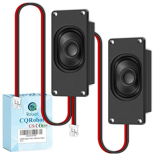 CQRobot Geschlossene Lautsprecher 5 Watt RMS 8 Ohm für Arduino 70mm×31mm | Frontabstrahlung JST PH2,0 2-Pol-Anschlussdrähte rechteckig 4 Eck-Befestigungsbohrungen für Elektronik DIY Projekte 1 Paar