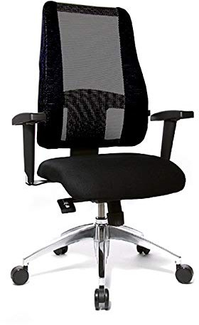 Topstar Drehsessel Drehstuhl Bürostuhl Lady Sitness Deluxe, Polsterbezug schwarz, Netzrücken schwarz, Fußkreuz Alu poliert