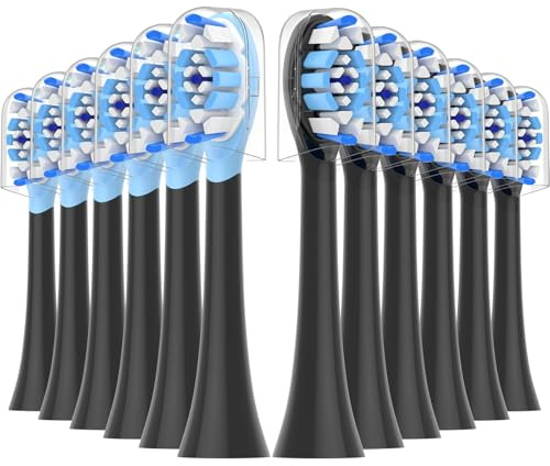 12er Ersatzbürsten Kompatibel mit Philips Sonicare Elektrische Zahnbürste,Bürstenköpfe Zahnbürstenaufsatz für Phillips Sonicare(Schwarz)