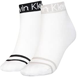 Calvin Klein Quarter, Calzini Donna, Bianco, Taglia unica (Pacco da 2)