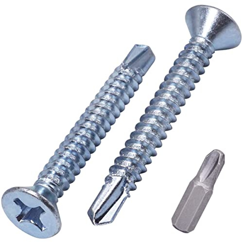 SKIR'CO (300 piezas) DIN 7504 P Tornillos autoperforantes de acero chapado en zinc 5,5 x 45 mm para metal, tornillo de chapa, cabeza avellanada
