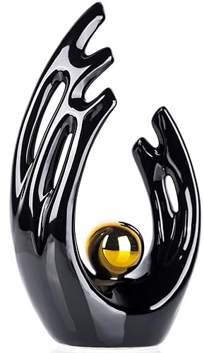 XMGZQ Abstrakte Keramikstatuen und Skulpturen, schwarz-goldene Kunst-Keramikstatuen, Moderne Wohnkultur für Wohnzimmer, Esstisch, Couchtisch, Regal, Eingang, Heim-Desktop-Skulptur, Heimdekoration