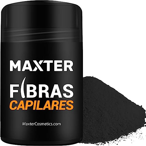 Fibras Capilares Maxter Tamaño Bolsillo - Disimula la Falta de Pelo al Instante, Microfibras de Algodón en Polvo 100% Natural para Hombre y Mujer (Negro 3g Mini)