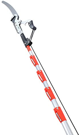 LINZI Telescopic Tree Pruner 7M with 350mm Extra Blade Extendable Long Reach Pole Pruning Saw Tree Loppers for Cutting Trimming High Branches Leaves Shrubs