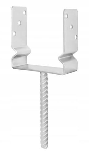 BK SHOP Pfostenträger U-Form Prägung zum Einbetonieren | Stützenfuß 140 x 150 x 60 mm | Pfostenanker Verzinkter Stahl 4 mm | Bodenanker für Holzpfosten | Pfostenschuh für Terrassen und Zäune