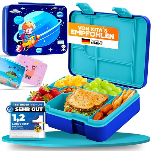 LUCKY KIDZ© Brotdose Kinder mit Fächern, Bento Box, Brotdose mit Fächern, Auslaufsicher & BPA frei, Lunchbox Kinder, Vesperbox, Jausenbox, Brotdosen, Lunch Box, Brotzeitbox, Frühstücksbox