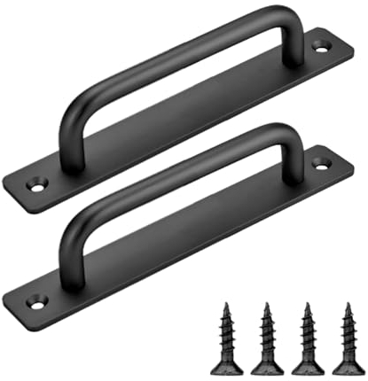 AIMIXUN 2 Pièces Poignée de Porte Coulissante, Poignées de Traction de Porte de Placard en Alliage d'aluminium Poignées de Cuisine Modernes de Grange pour Armoire Hangar Tiroir 150mm Noir