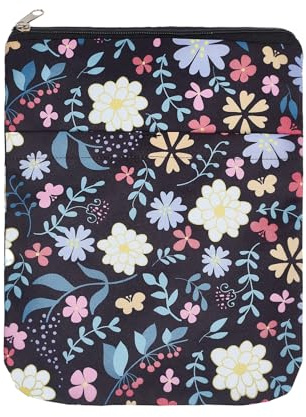 NICENEEDED Cubierta de Libro con Estampado de Flores, Protector de Libros con Cremallera, Funda Multifuncional para Libros, Funda para Libros, Libros de Tapa Dura
