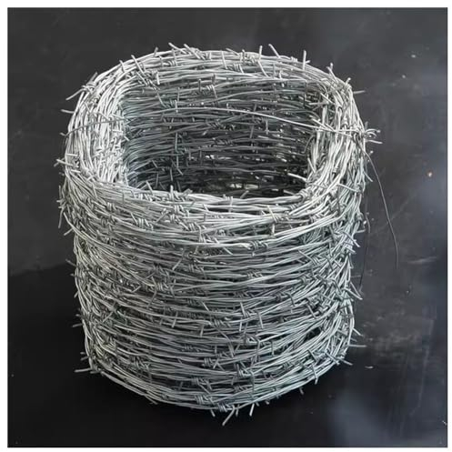 Stainless Steel Barbed Wire, 4 Point Barbed Wire Fence, Strong and Flexible Wire for Farm, Chain Link Fence, Garden(50m)