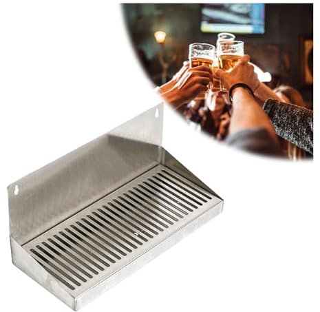 NJDQFA Rechteckige Bierabtropfschale,Abnehmbarem Abtropfblech Zur Wandbefestigung, Edelstahl Tropfblech Für Zuhause, Café,Tee,Restaurant,40cm