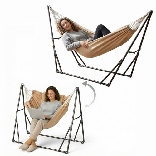 HALOFIT Hängematte mit Gestell für Outdoor 2 Personen: Robust & Klappbar