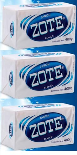 Tooludic Zote - Jabón (3 unidades, 400 g, aroma a limón), color blanco