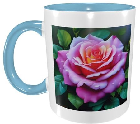 PHAYAH Tazza da caffè in ceramica da 325 ml, regalo per moglie, festa della mamma, regalo di compleanno per bere tè, bevande caffè e cioccolata calda con rose in fiore