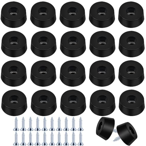 KOZOY Gummifüße Schraubbar, 20 Stück Rubber Base Mit Schrauben Schwarz Gummipuffer Schneidebretter rutschfeste Rund Möbelfüße Anti vibrationsbasis Schraubfüße Für Möbel Sofa Stuhl Tisch
