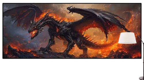 Diamond Painting Feuer Drache Diamond Painting Groß xxl 150 X 60cm, DIY Diamant Painting Bilder, 5D Diamond Painting Erwachsene Vollrunde Bohrer Diamond-Painting Crafts, Haus Wand Dekoration -266FC
