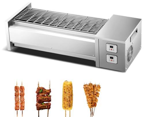 Griglia per Barbecue Senza Fumo, Griglia a Propano da Tavolo Portatile da 5500 W con Vaschetta per l'Olio da 4,5 cm e Doppio Controllo della Temperatura, Forno di Cottura Multifunzionale, Feste 26cm