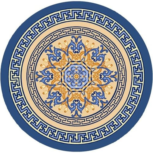 DJHWWD Antirutschmatte Topper auslegeware Blauer Teppich für Schlafzimmer, Wohnzimmer, bedruckter Teppich, maschinenwaschbar und schmutzabweisend Teppiche Balkon Spiel 180X180CM