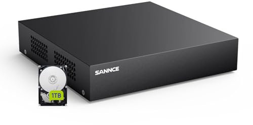 SANNCE 8 Channel 1080P Wired Home Surveillance Security Camera System DVR Recorder with 1TB Hard Disk Drive, Vehicle Detection, Standalone DVR Video Recorder CCTV Support 5-in-1 CVBS/AHD/TVI/CVI/IP