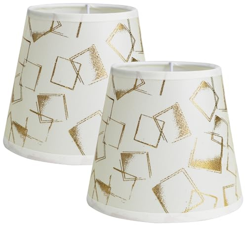 Sinta 2 Pack 15cm Lampenschirm Floral Stoff Kleiner Lichtschirm für E14/E27 Kronleuchter aufrechte Wandleuchte Kleine Tisch Lampenschirme Kerzenlicht Lampenschirm,Gold