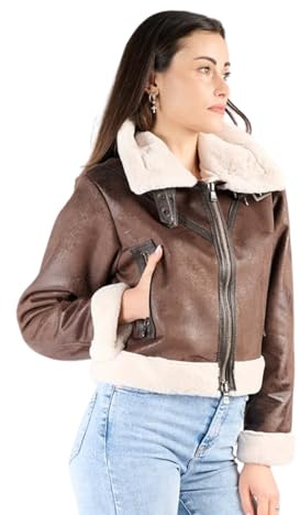BARONE Schafsjacke für Damen, Lederjacke für Damen, Shearling, Lammfell und Alcantara, hergestellt in Italien