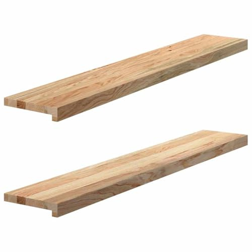 Gecheer Davanzali in Legno di Rovere, Soglia Finestra Non Trattata 120x20x2 cm, Legno Massello di Rovere Naturale, Scaffale Decorativo per Interni