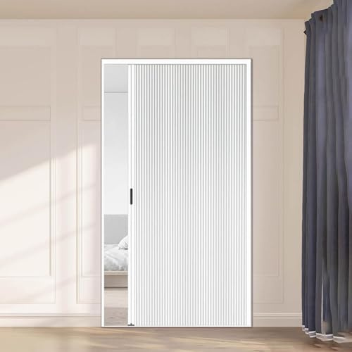 falttüren schiebetüren 190 200 210 220 230 240 Cm Hoch Unsichtbare Falttür Mit Wabenstruktur, Ohne Bohren Weiße Falttüren Für Den Kleiderschrank, Küche, Badezimmer Schiebe-Falttüren(100x190 cm/39.3x75