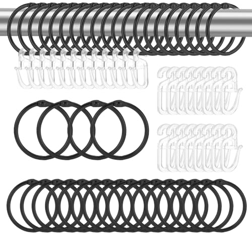 40 anillos de cortina de metal bronce con ganchos en S, anillos de cortina con ganchos, anillos de cortina, ganchos para cortina de ducha, ganchos para cortina, ganchos para anillos, ganchos de