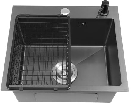 Schwarze Edelstahl-Spülbecken: 1 Becken Einbauspüle, 45 * 40 * 20cm, Fleckenbeständig und Pflegeleicht, ideal für Küche und Waschküche