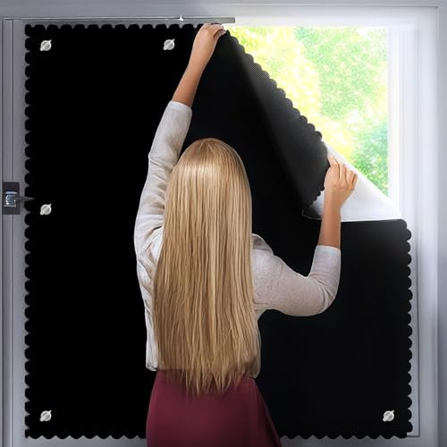 QaZanteiar Dachfenster Rollo, Schwarz B60×H73cm, Dachfenster Verdunkelungsrollo, Dachfenster Rollo Ohne Bohren, Einfache Montage, Verdunkelung Dachfenster Rollo für Dachfenster M04