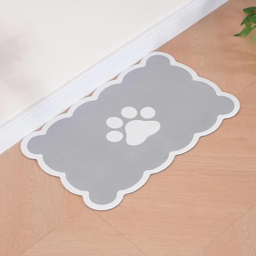 Kaseremy Napfunterlage Katzen, Hundefutter Matte rutschfest, Saugfähig Schnelltrocknend Katzenfutter-Matte, Futtermatten für Haustiere (Grau, 40 x 60 cm)