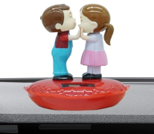 Zegaqae Accesorios Decorativos para Salpicadero de Coche - Accesorios Decorativos Para Coche Con Energía Solar Y Complementos Para Salpicadero | Accesorios Tiernos para Vehículos, Figuras de Pareja