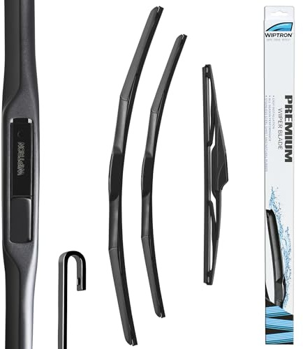 Wiptron Premium Wiper Blade Set fits: NISSAN JUKE Hatchback (Jun 2010 to Oct 2017) Durable, Aerodynamic Front and Rear Wiper Blades with Consistent All-Climate Efficiency