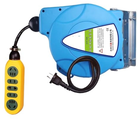 KONGMM Enrollacables, Carrete de Cable retráctil automático de 10 m, Cable telescópico, Manguera de 3000 W.