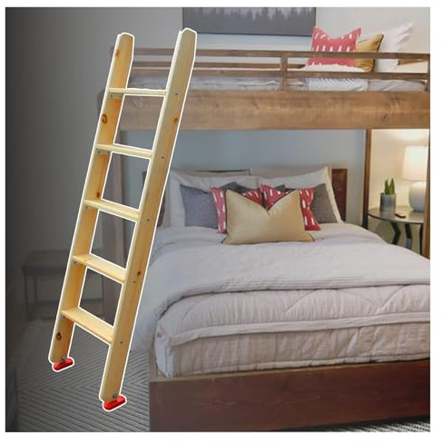 Scaletta in legno per letto a castello con piedini antiscivolo, sicura per letti a soppalco, dormitori, camper e appartamenti, supporta fino a 150 kg