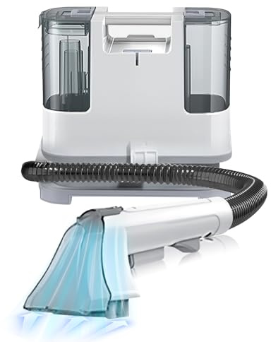 Waschsauger Teppichreiniger, Polsterreiniger Gerät 9kPa 400W, Mit zwei Wassertanks 1L + 0,5L, 1,3m Schlauch, Fleckenreiniger für Teppich, Nasssauger für Sofa, Vorleger, Polster, Treppen, Auto