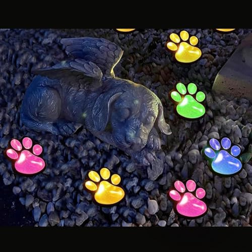 ReachMall Solar Paw Print Garden Lights, Waterproof Solar-Powered 4-Pack Pathway Decor, for Lawn Walkway Courtyard Patio